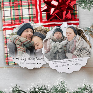 Modernes Schwarzes Drehbuch 2 Foto Weihnachten Ornament Karte