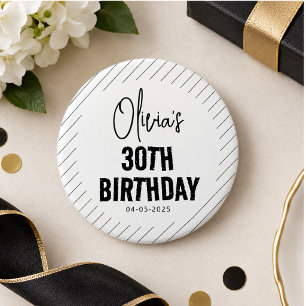 Modernes Schwarzes Drehbuch 30. Geburtstag Chic & Button