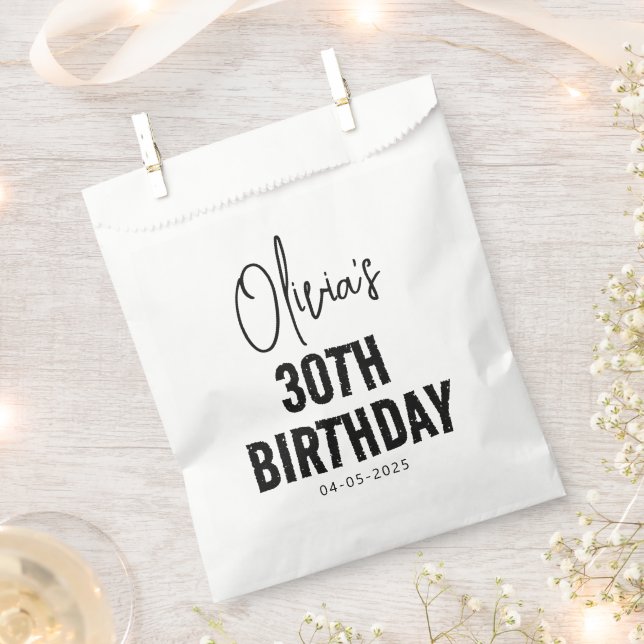 Modernes Schwarzes Drehbuch 30. Geburtstag Chic &  Geschenktütchen (Ausgeschnitten)