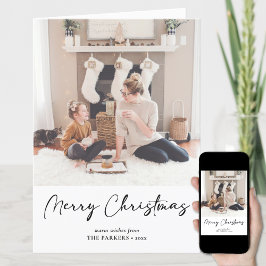 Modernes Schwarzes Drehbuch auf Beige Minimalistis Feiertagskarte