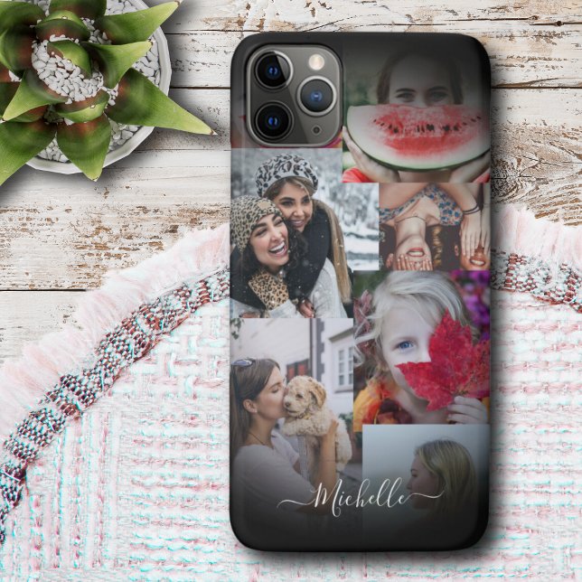 Modernes Schwarzes Foto Collage 6 Bild iPhone Case (Von Creator hochgeladen)