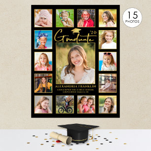 Modernes Schwarzes Gold 15 FotoCollage Poster