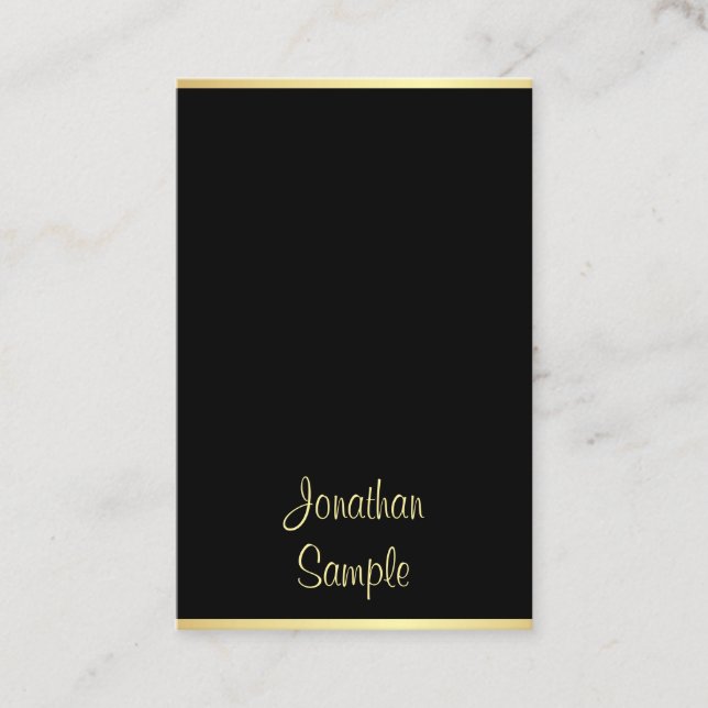 Modernes Schwarzes Gold Cool handschriftlich Perso Visitenkarte (Vorderseite)