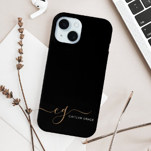 Modernes Schwarzes Gold Feminin Script Mit Monogra Case-Mate iPhone Hülle