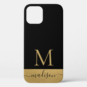 Modernes Schwarzes Gold Feminin Script Mit Monogra Case-Mate iPhone Hülle