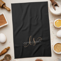 Modernes Schwarzes Gold Feminin Script Mit Monogra