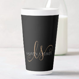 Modernes Schwarzes Gold Feminin Script Mit Monogra Milchtasse