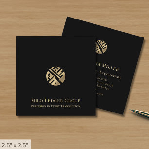 Modernes Schwarzes Gold-Logo Quadratische Visitenkarte