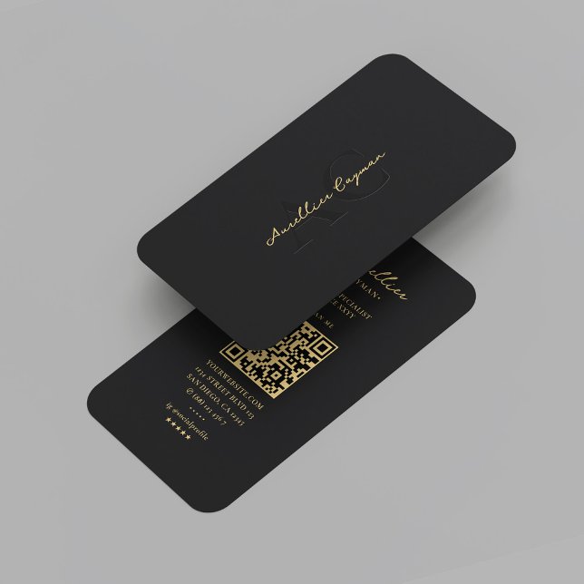 Modernes Schwarzes Gold Monogram Berufliches Marke Visitenkarte (Modern Black Gold Monogram Professional Marketing Business Card
)