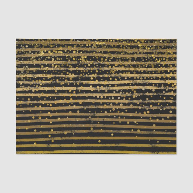 Modernes schwarzes Gold Stripes Seidenpapier (Vorderseite)