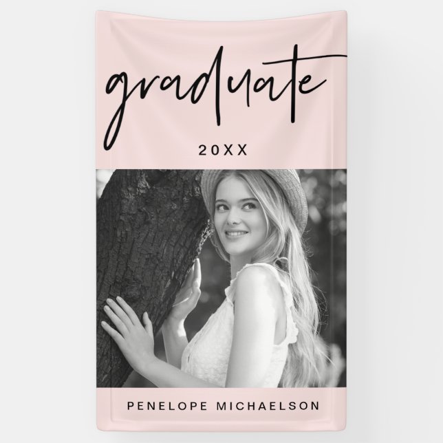 Modernes Schwarzes Graduiertenschreiben mit Foto B Banner (Vertikal)