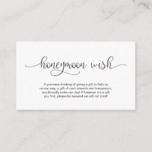 Modernes Schwarzes Handschrift Design, Flitterwoch Begleitkarte