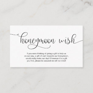 Modernes Schwarzes Handschrift Design, Flitterwoch Begleitkarte