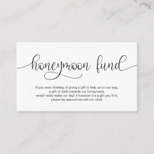 Modernes Schwarzes Handschrift Design, Honeymoon-W Begleitkarte