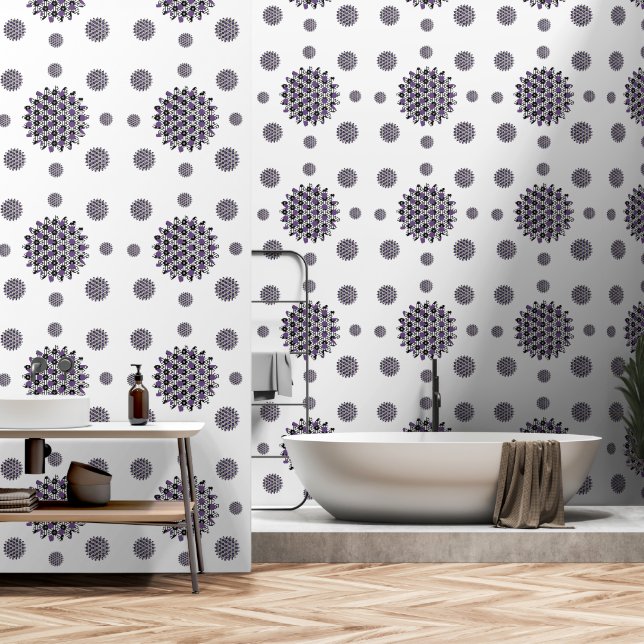 Modernes Schwarzes Lila Abstraktes Muster Elegante Tapete (Badezimmer)