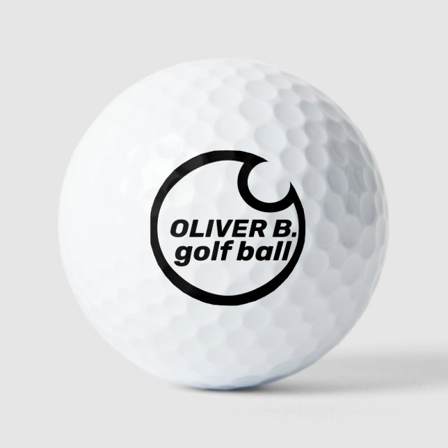 Modernes Schwarzes Logo Golfball (Vorderseite)