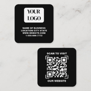 Modernes schwarzes Logo QR-Code-Scan-Website Quadr Quadratische Visitenkarte