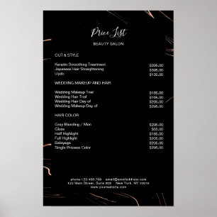 Modernes schwarzes Marmorrosegold-Preisschild Poster