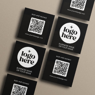 Modernes Schwarzes Minimal QR-Code-Logo Quadratische Visitenkarte