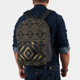 Modernes Schwarzes Mit Monogramm Bedruckter Rucksack