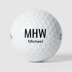 Modernes Schwarzes Mit Monogramm Golfball
