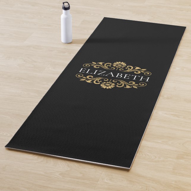 Modernes Schwarzes Monogramm-Workout Yogamatte (Beispiel)