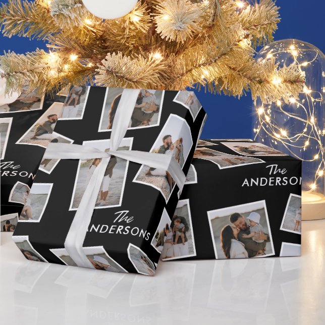 Modernes Schwarzes Multi-Foto-Sortiment Geschenkpapier (Feiertage)