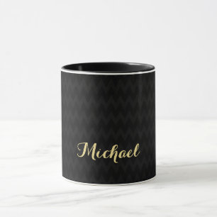 Modernes Schwarzes Muster Elegante Imitat Gold Ind Tasse