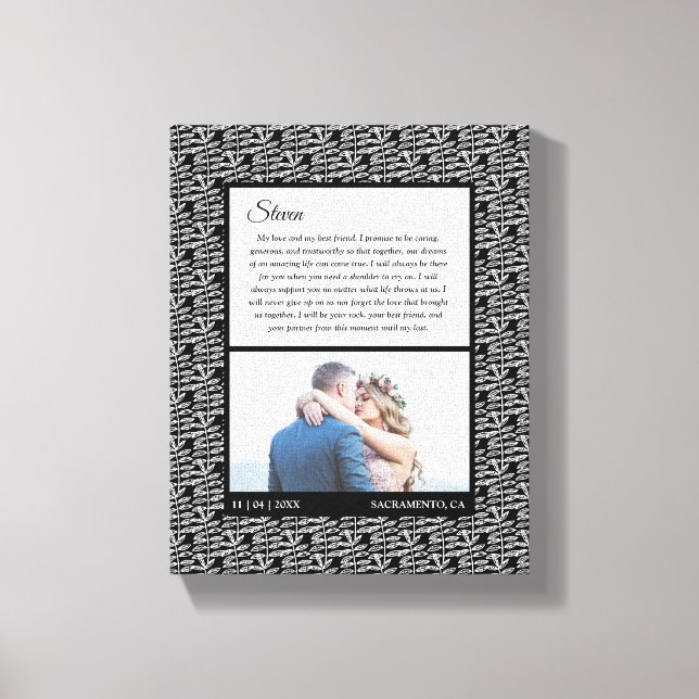 Modernes Schwarzes Muster Hochzeitssommage Foto Vo Leinwanddruck (Vorderseite)
