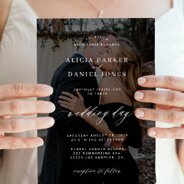 Modernes Schwarzes Overlay 2 Fotos Hochzeit Einladung