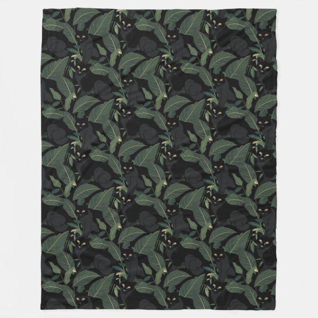 Modernes schwarzes Panther-Muster Fleecedecke (Vorderseite)