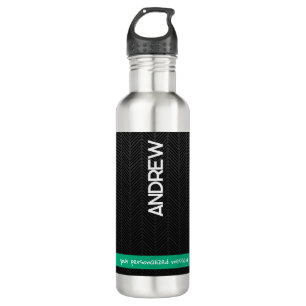 Modernes Schwarzes Personalisiert Edelstahlflasche