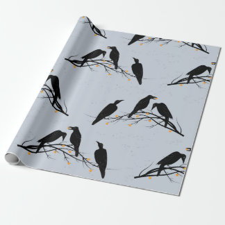 Modernes Schwarzes Ravens Minimalistisches Muster Geschenkpapier