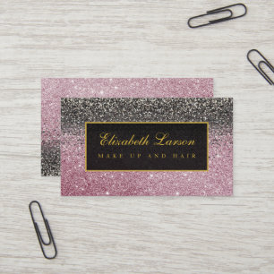 Modernes Schwarzes Rose Gold Glitzer Schönheit Mak Visitenkarte