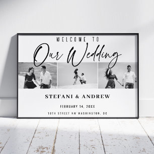 Modernes Schwarzes Script-Foto Elegantes Hochzeits Poster