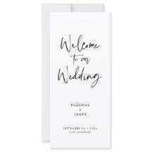 Modernes Schwarzes Script-Hochzeitsprogramm