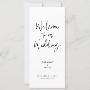 Modernes Schwarzes Script-Hochzeitsprogramm
