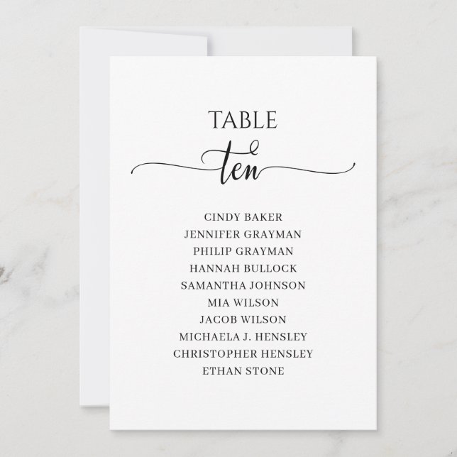 Modernes Schwarzes Skript Tischnummer 10 Seating C (Vorderseite)