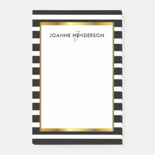 Modernes Schwarzes u. Weiß stripes Post-it Klebezettel