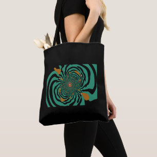 Modernes Schwarzes und Aquamarines Fraktal Design Tasche