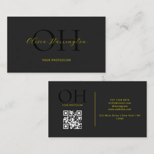 Modernes, schwarzes und gelbes QR-Code Visitenkarte