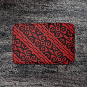 Modernes schwarzes und rotes Muster Badematte