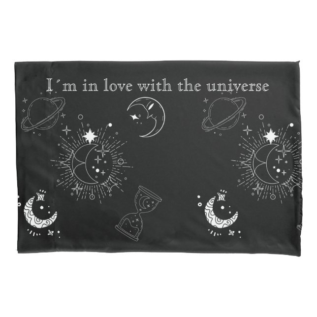 Modernes schwarzes Universum-Muster für ihn Kissenbezug (Vorderseite)