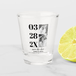 Modernes Schwarzweiß-Foto Save the Date Schnapsglas