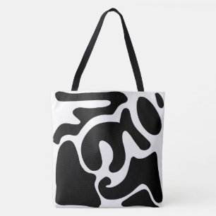 Modernes Schwarzweiß-Freeform-Muster Tasche