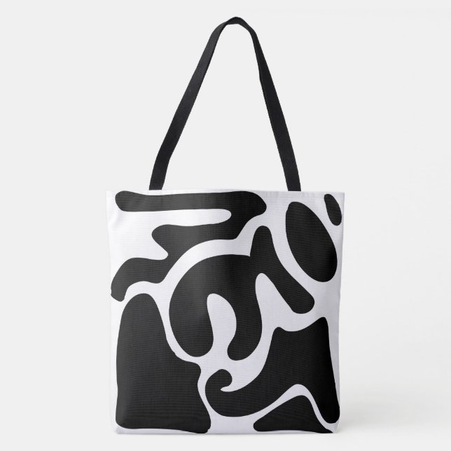 Modernes Schwarzweiß-Freeform-Muster Tasche (Vorderseite)