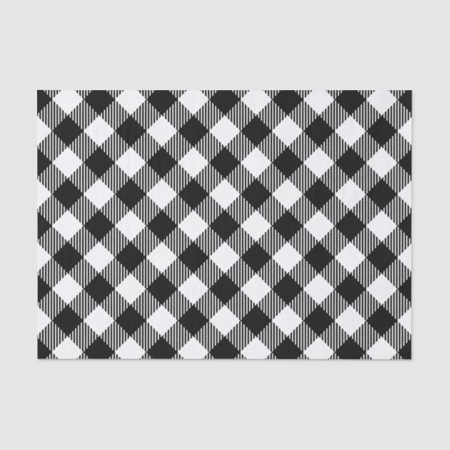Modernes Schwarzweiss-Karo-Gingham-Muster Seidenpapier (Vorderseite)