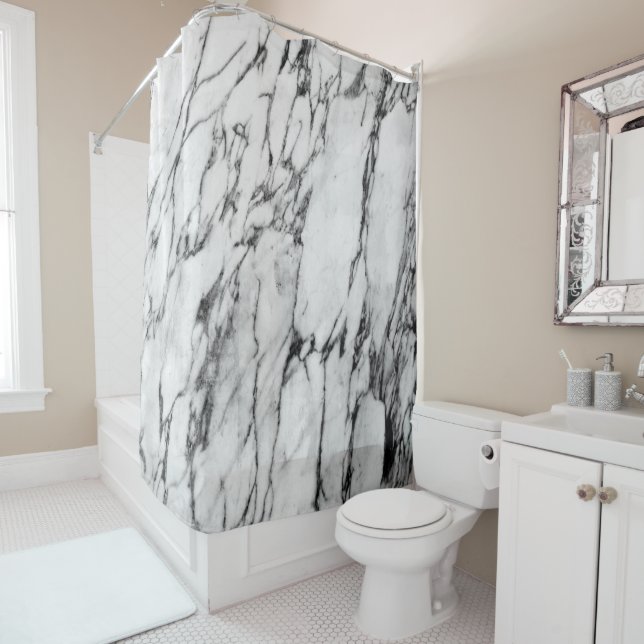 Modernes Schwarzweiss-Mode-Marmor-Muster Duschvorhang (Beispiel)