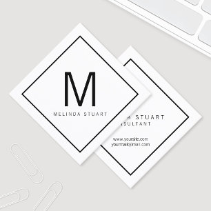 Modernes Schwarzweiss-Monogramm Quadratische Visitenkarte