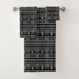 Modernes Schwarzweiss-mudcloth Badhandtuch Set